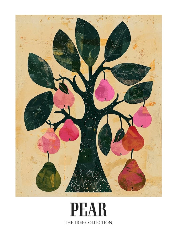Pear Tree Colourful Illustration 1 Poster