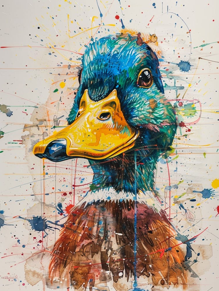Duck Colourful Watercolour 3