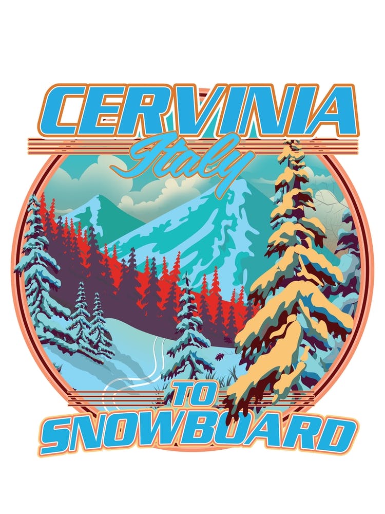 Cervinia Italy Snowboarding travel poster