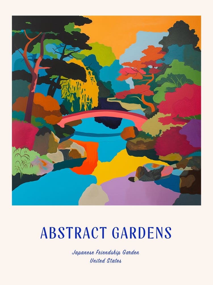 Colourful Gardens Japanese Friendship Garden Usa 1 Blue Poster