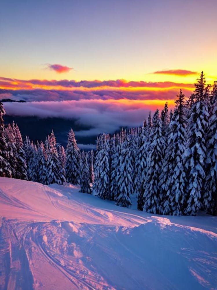 Pas De La Casa, Andorra Sunrise Skiing Poster