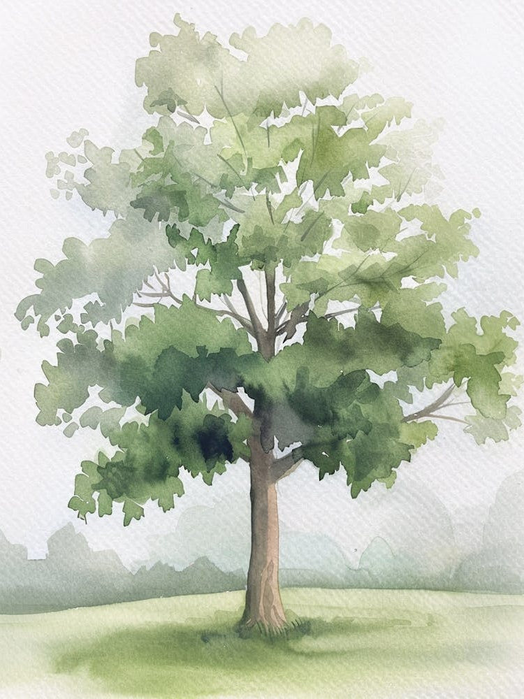 Ash Tree Atmospheric Watercolour Painting 4