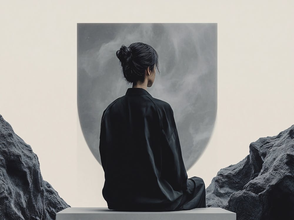Woman Sitting On A Rock
