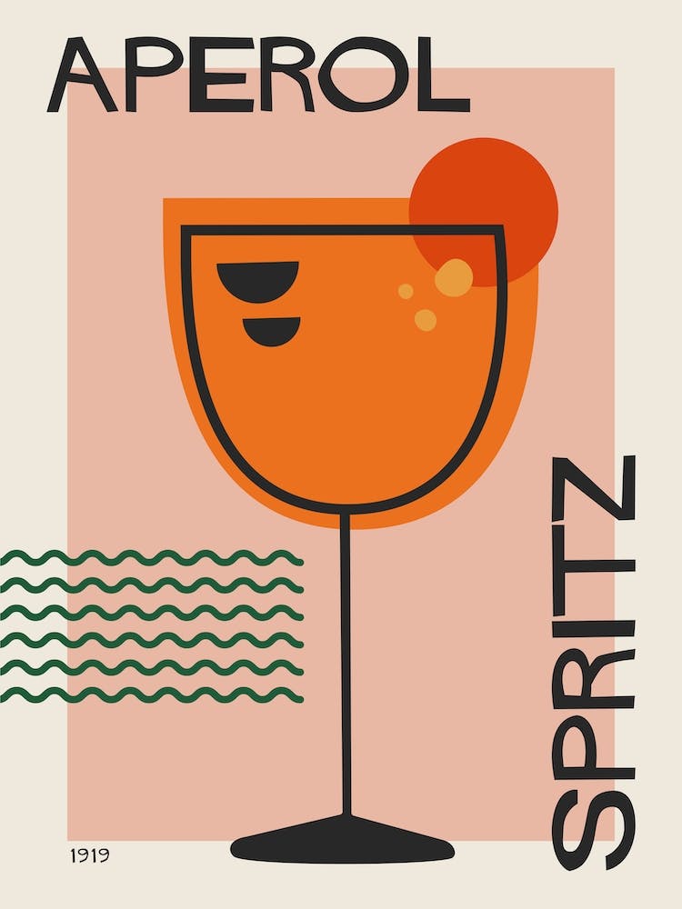 Aperol Spritz Pink Retro Cocktail 