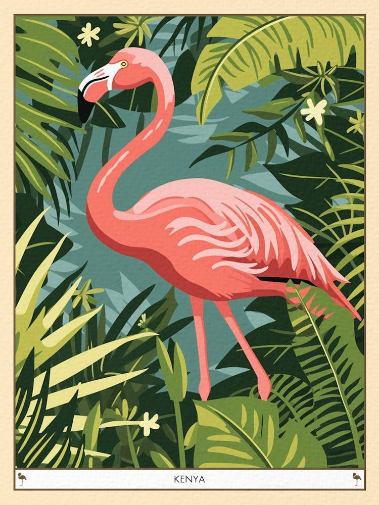 Greater Flamingo Kenya Tropical Illustration 5 Poster