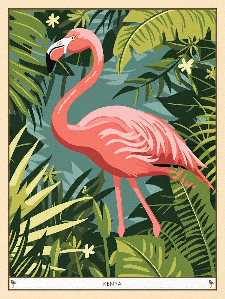 Greater Flamingo Kenya Tropical Illustration 5 Poster