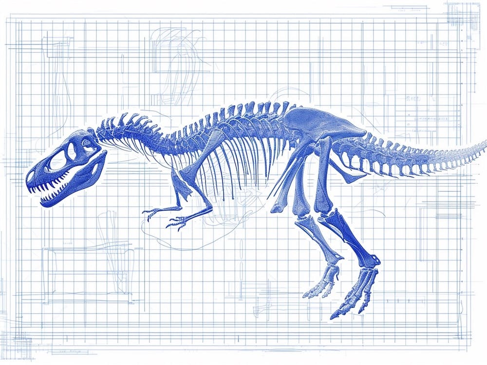 Corythosaurus Skeleton Hand Drawn Blueprint 2
