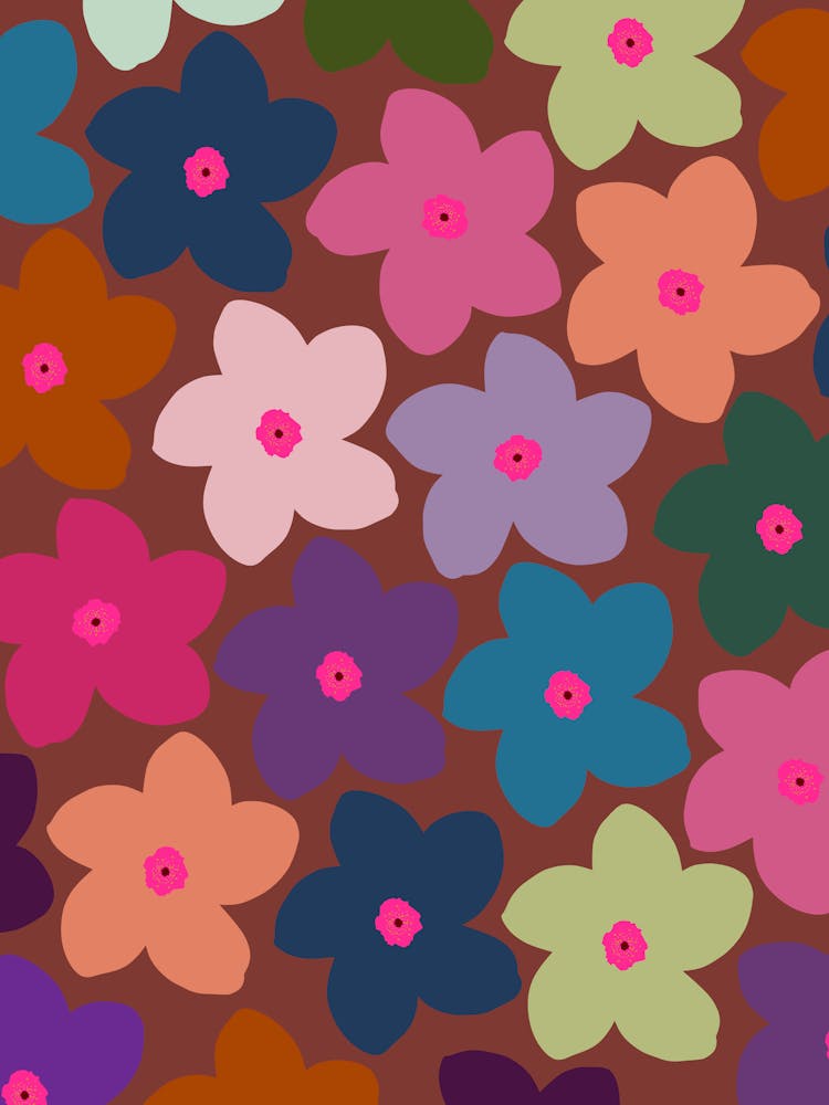 Vintage Retro Colorful Floral
