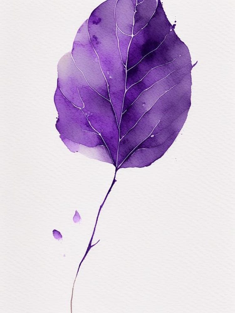 Violet Leaf Minimalist Watercolour 3