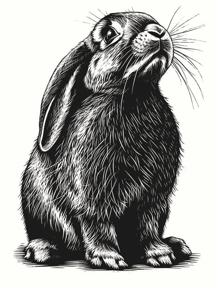 French Lop Blockprint Rabbit Illustration 5