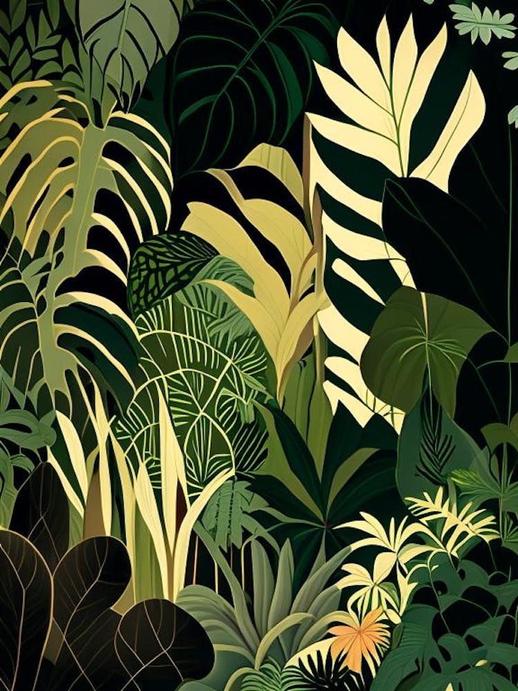 Jungle Foliage 5 Rousseau Inspired