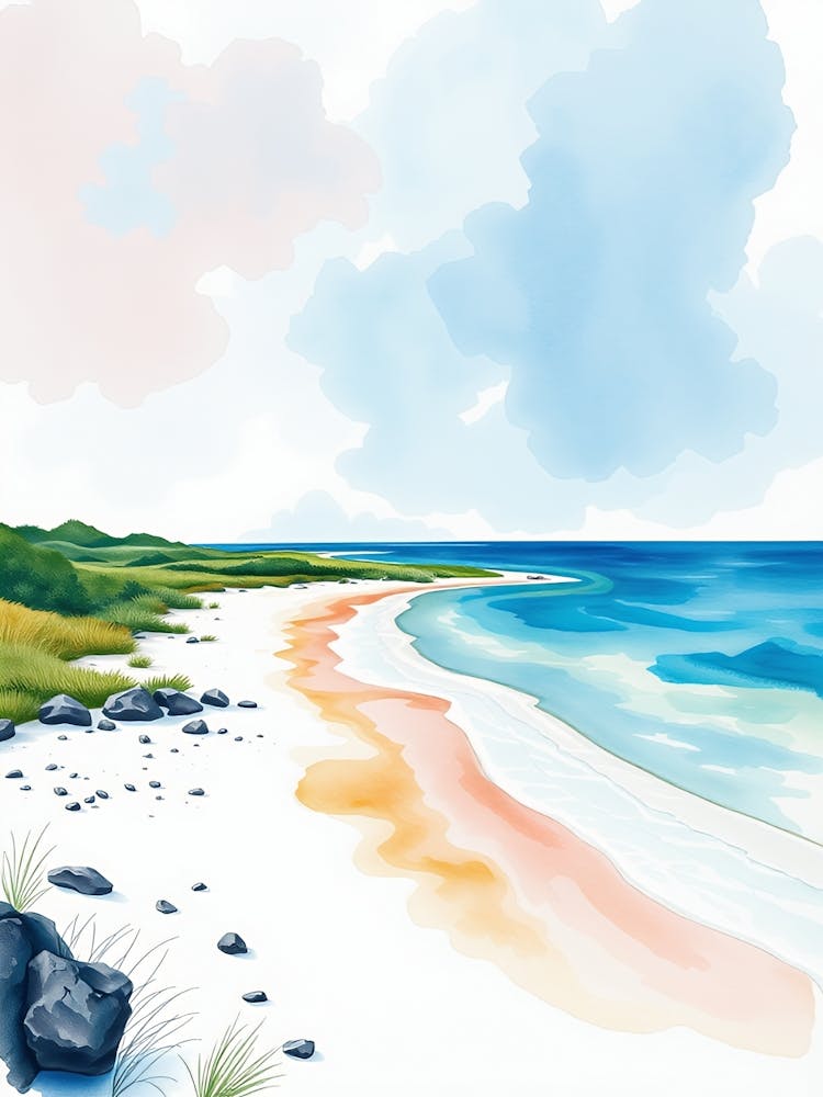 Watercolor Beach Scene