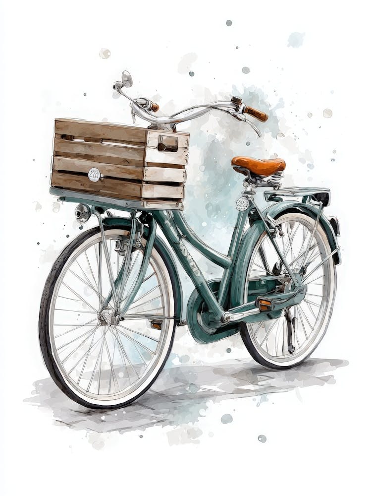 Aihrgdesign Isoliertes Aquarellgemälde von Vintage-Fahrrädern 2