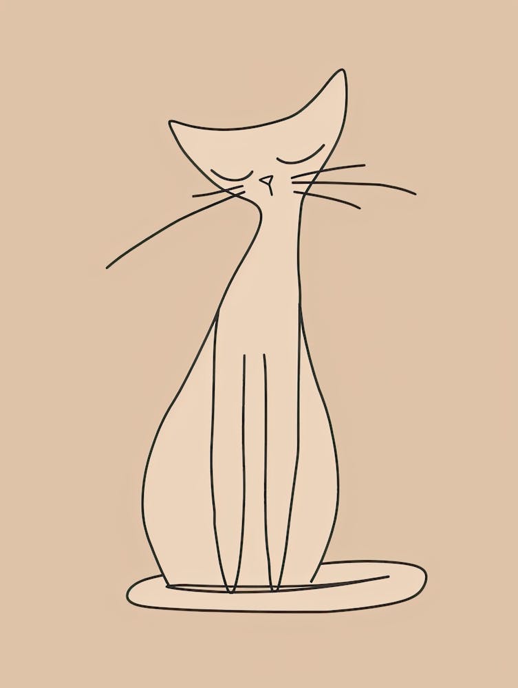 Katze - Boho, Linienkunst 7