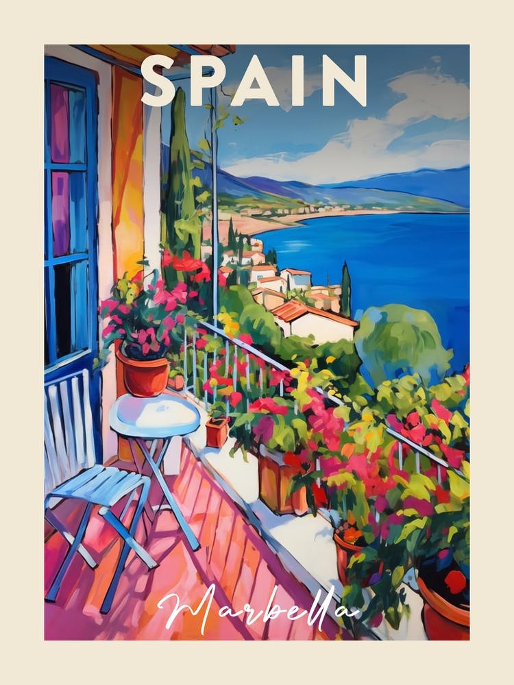 Marbella Spain 2 Fauvist Painting Travel Poster