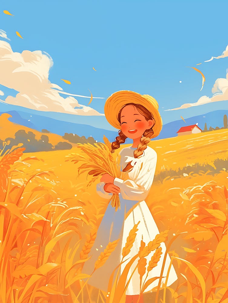 Cute Little Girl In A Wheat Field 5