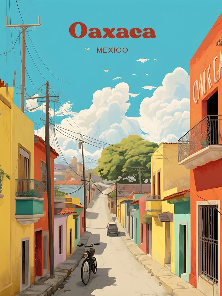 Oaxaca Mexico Colorful Modern Travel Art