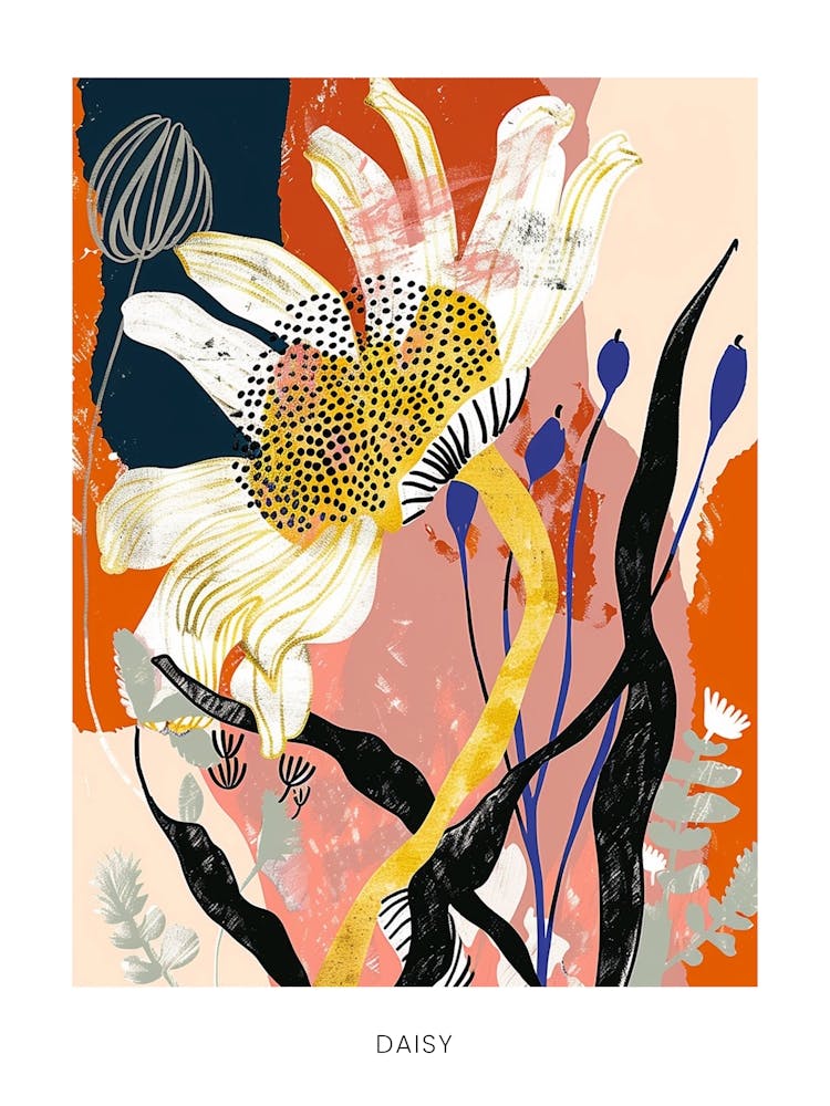 Colourful Flower Illustration Poster Daisy 4