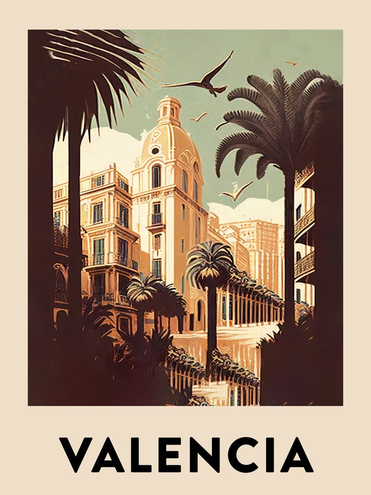 Valencia Vintage Travel Poster