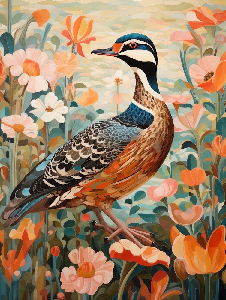Wood Duck 3 Detailed Bird Painting