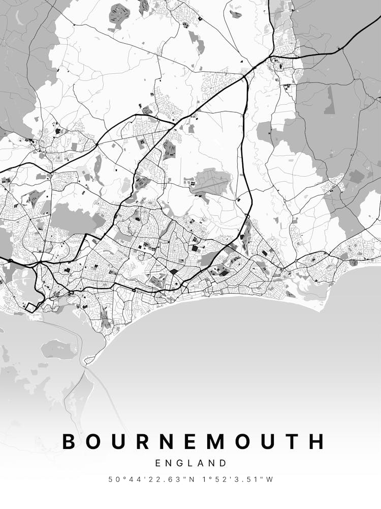 Bournemouth England White Map