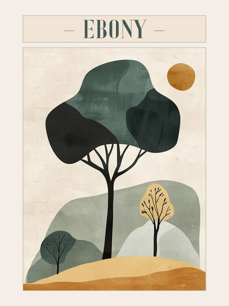 Ebony Tree Minimal Japandi Illustration 4 Poster