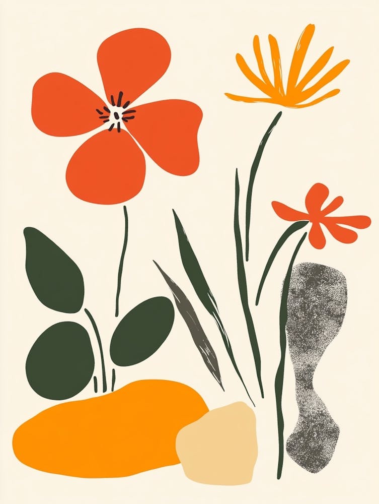 Flowers And Rocks