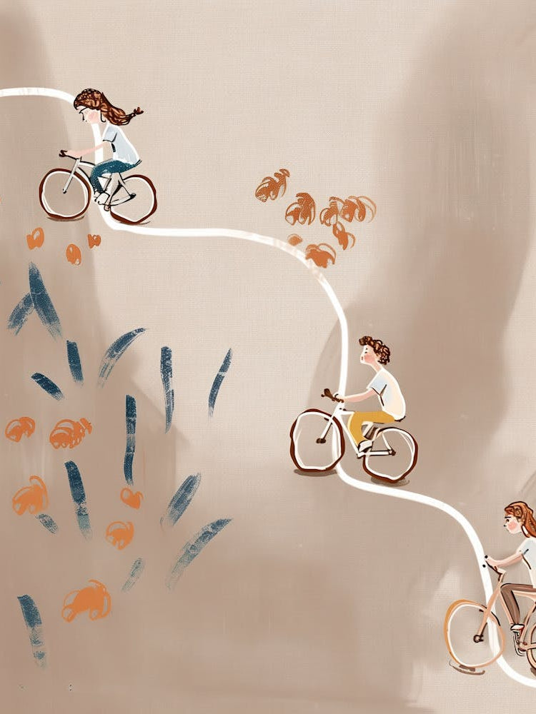 Illustration Of People Riding Bicycles