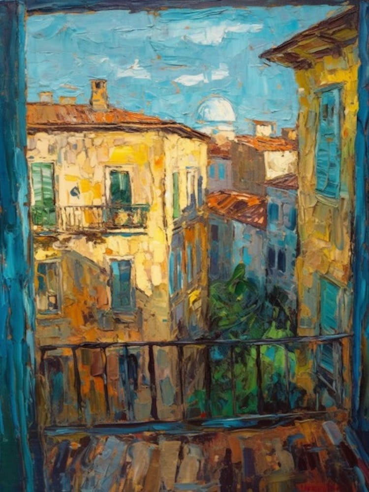 Window View Of Rome In The Style Of Expressionism 3
