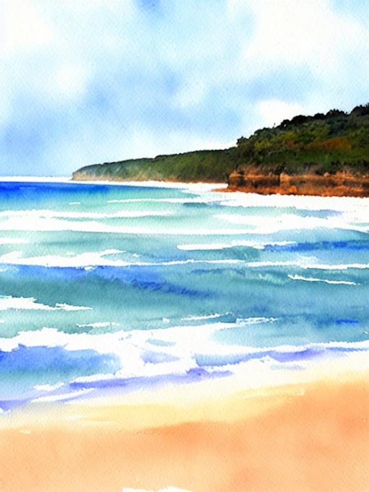Bateau Bay Beach 3, Australia Watercolour