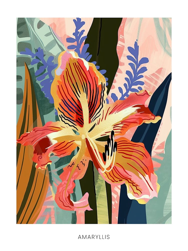 Colourful Flower Illustration Poster Amaryllis 7