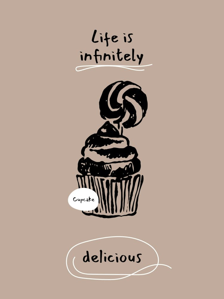 Cupcake Poster – Sweet Dessert, Minimal Kitchen Decor