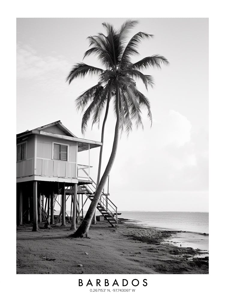 Poster Of Barbados, Black And White Analogue Photograph 3