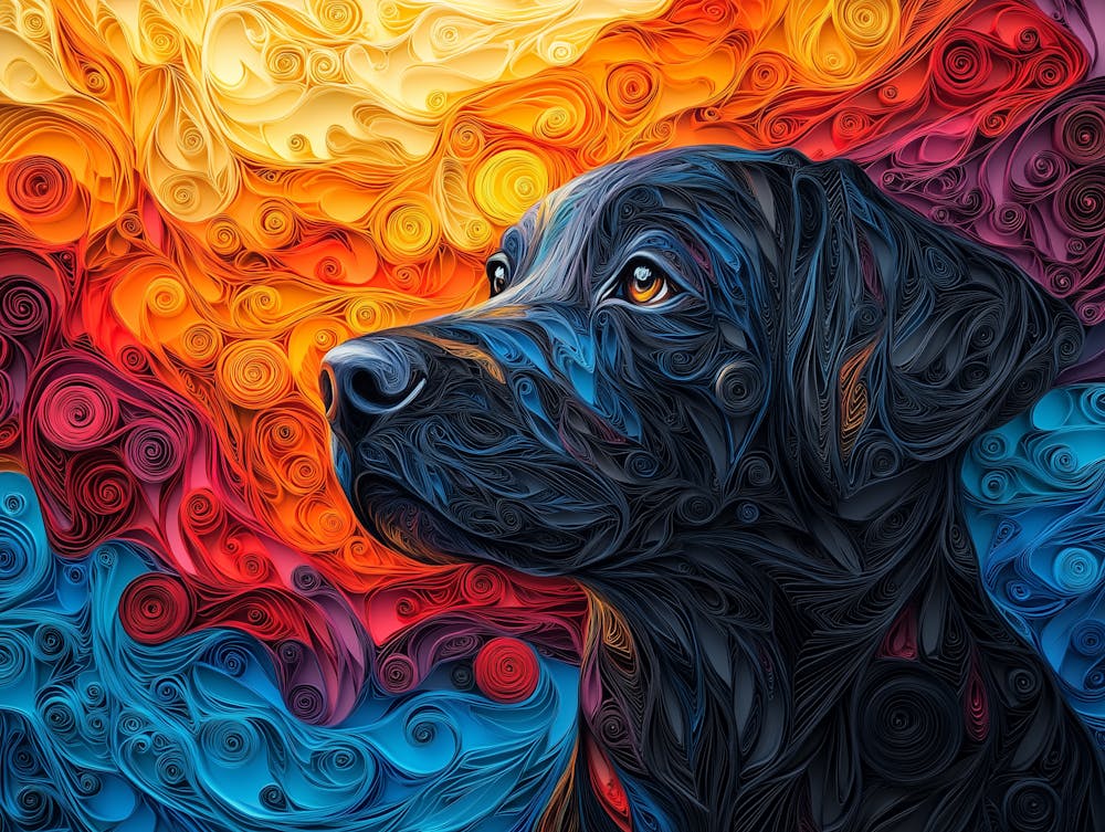 Labrador Retriever Paper Quilling Dog Portrait 1