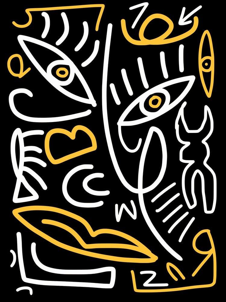 Line Art In White And Yellow