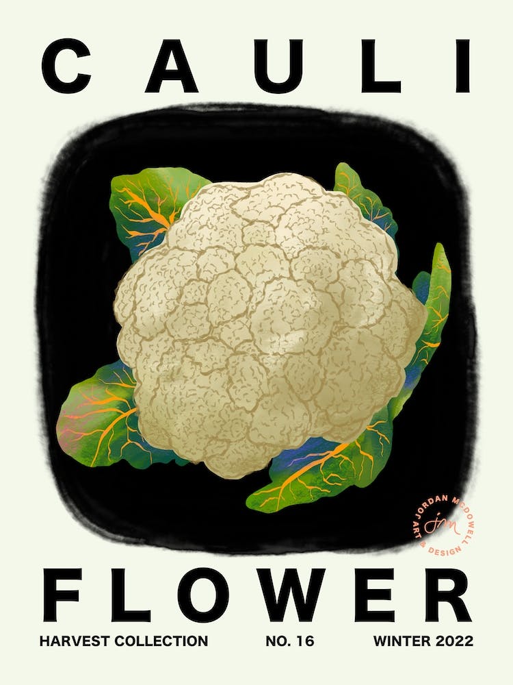 Cauliflower Vegetable Kitchen Typography
