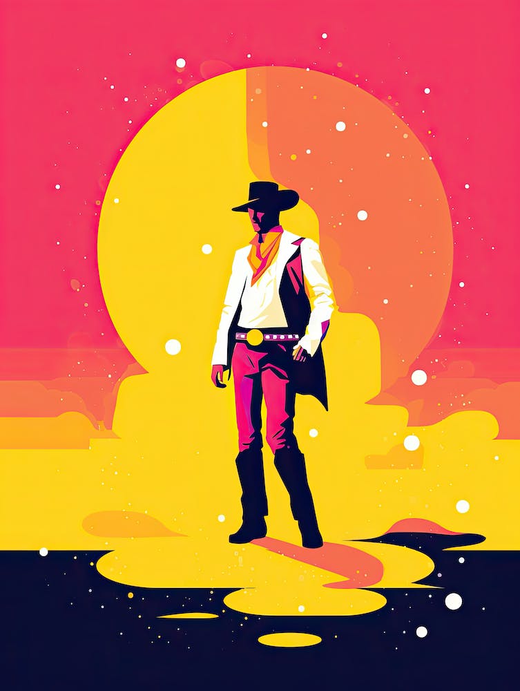 Cowboy im Sonnenuntergang, Pop-Art