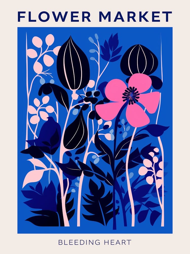 Blue Flower Market Poster Bleeding Heart Dicentra 2