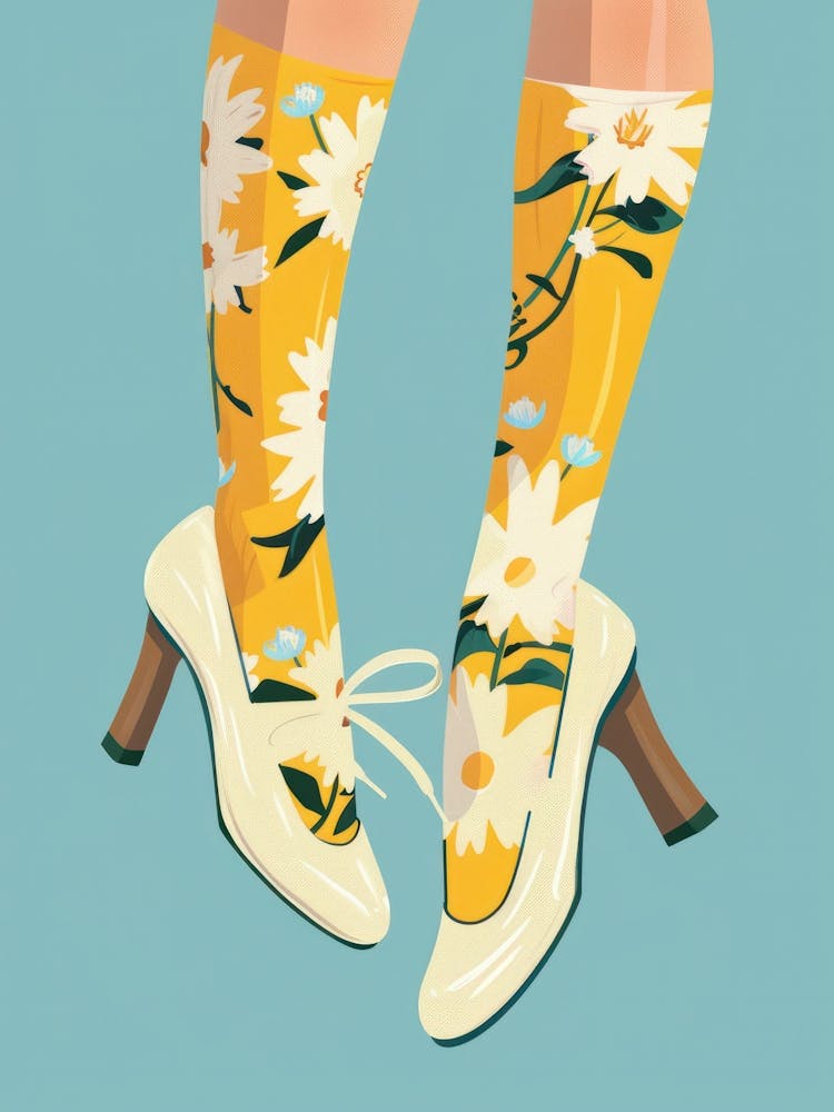 White Floral Vintage Shoes 1