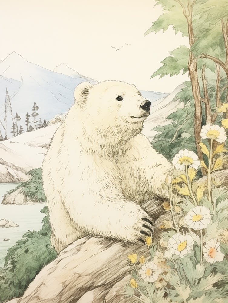 Storybook Animal Watercolour Polar Bear 2