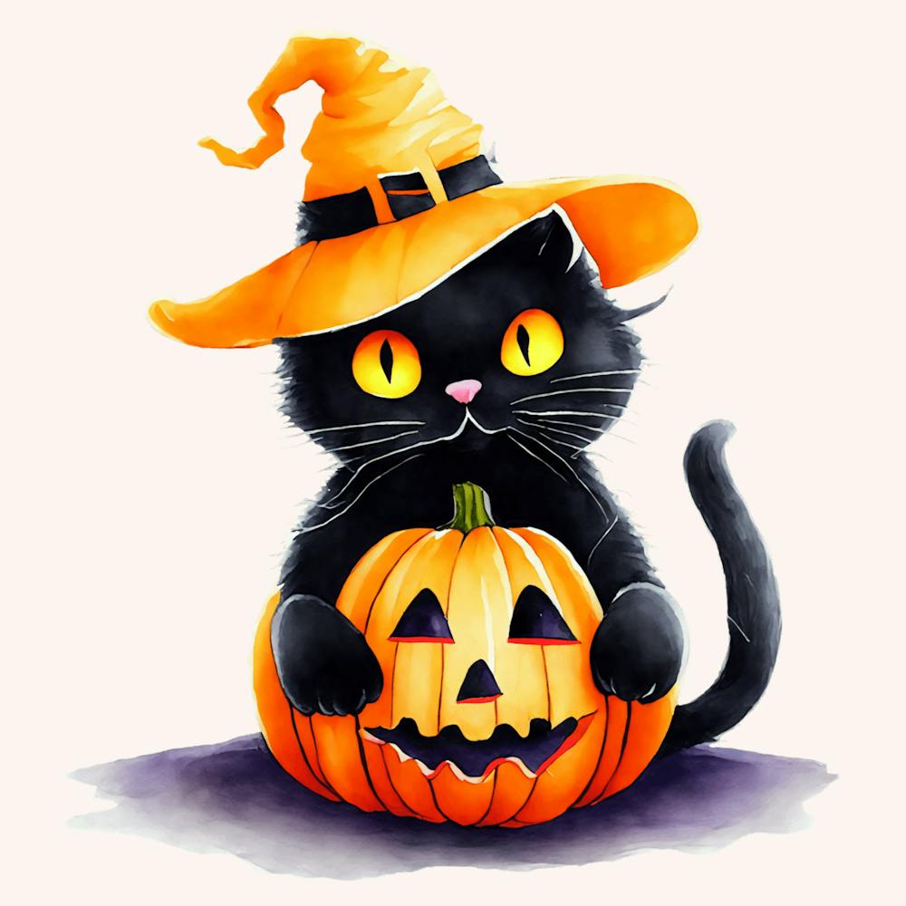 Black Cat Halloween Pumpkin