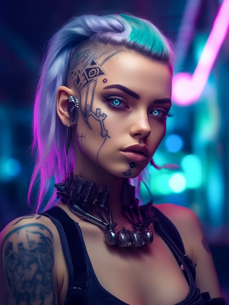Cyberpunk Girl with Glowing Eyes