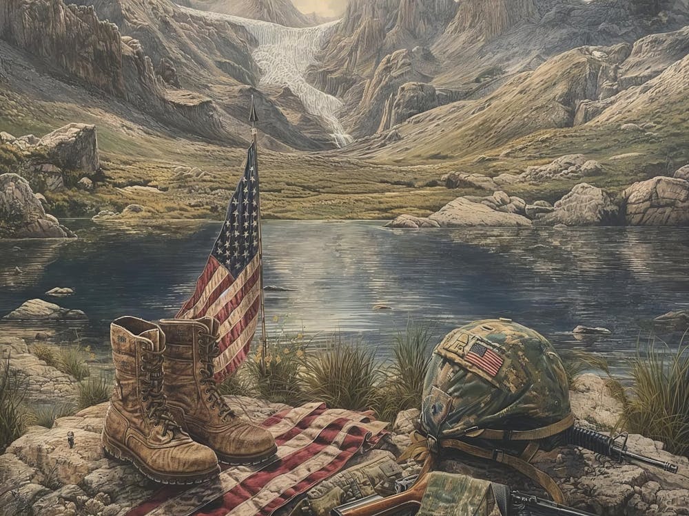 Memorial Tribute Fallen Soldier Painting, Army Gift Decor, Military American Art, Veteran Painting, Patriotic Home Decor, Canvas Art 1