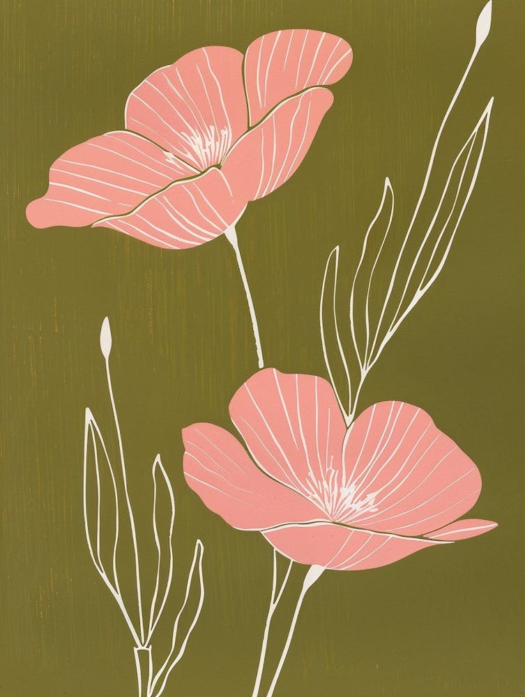 Pink & Green Flax Flower 1