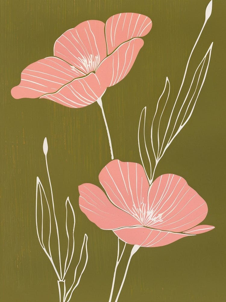 Pink & Green Flax Flower 1