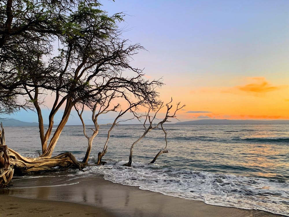 Sunset On A Beach At The Side Of The Road In Maui (Hawaii Series)
