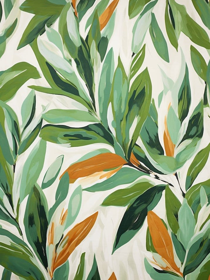 Tropical Plant Painting Green Leaves