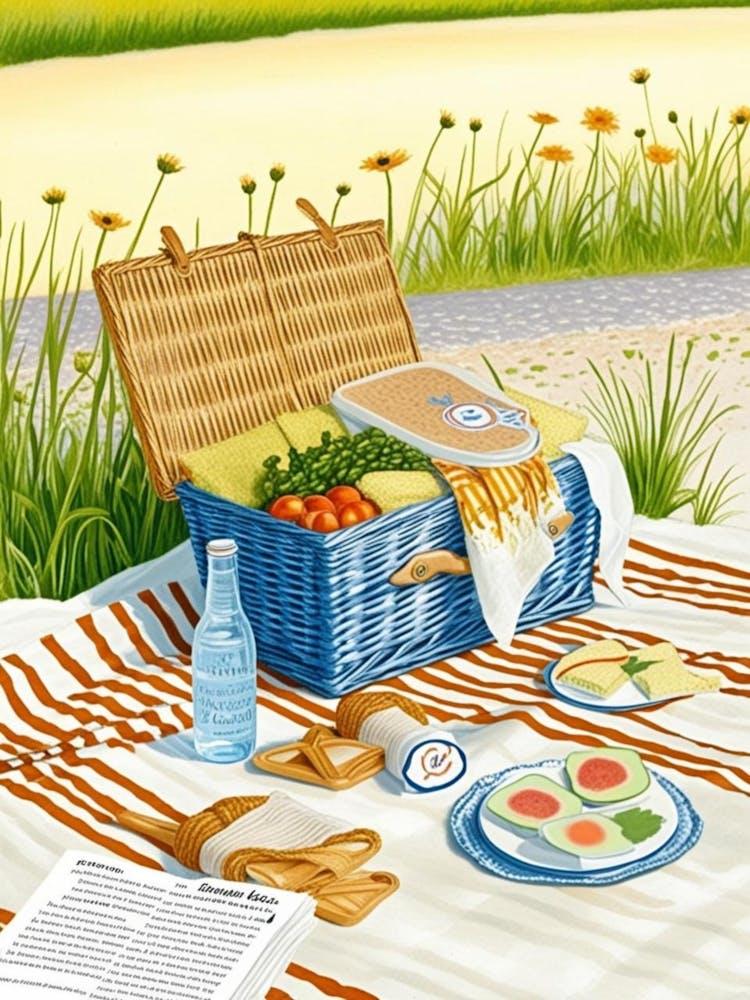 Picnic On The Beach Illustration