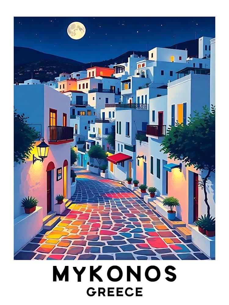 Mykonos - Greece Vintage Travel Poster 41