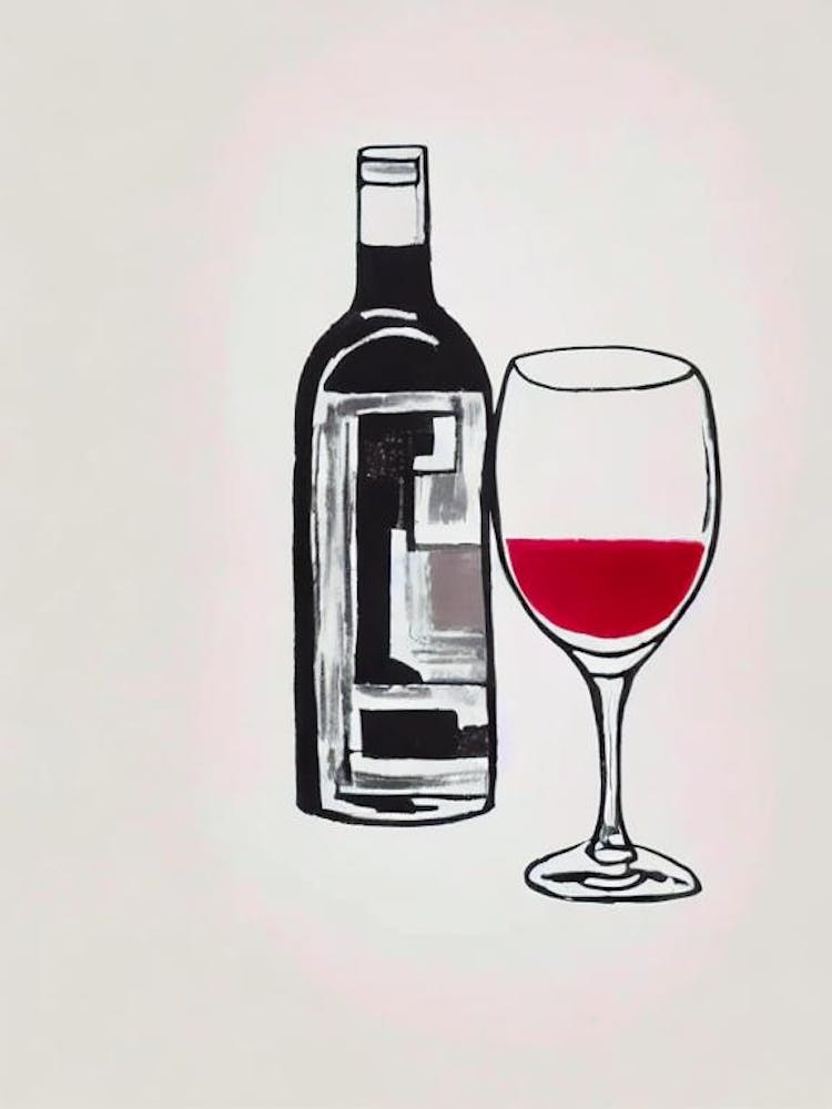 Cabernet Franc Rosé Picasso Line Drawing Cocktail Poster